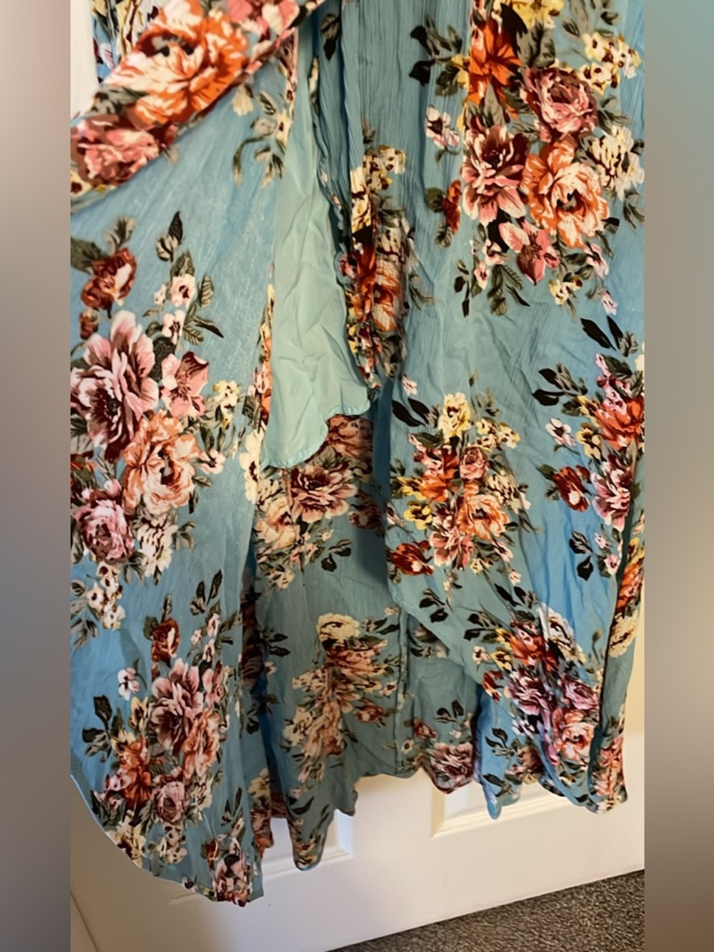 Light Blue Floral High-Low Dress - Picture 3 of 5